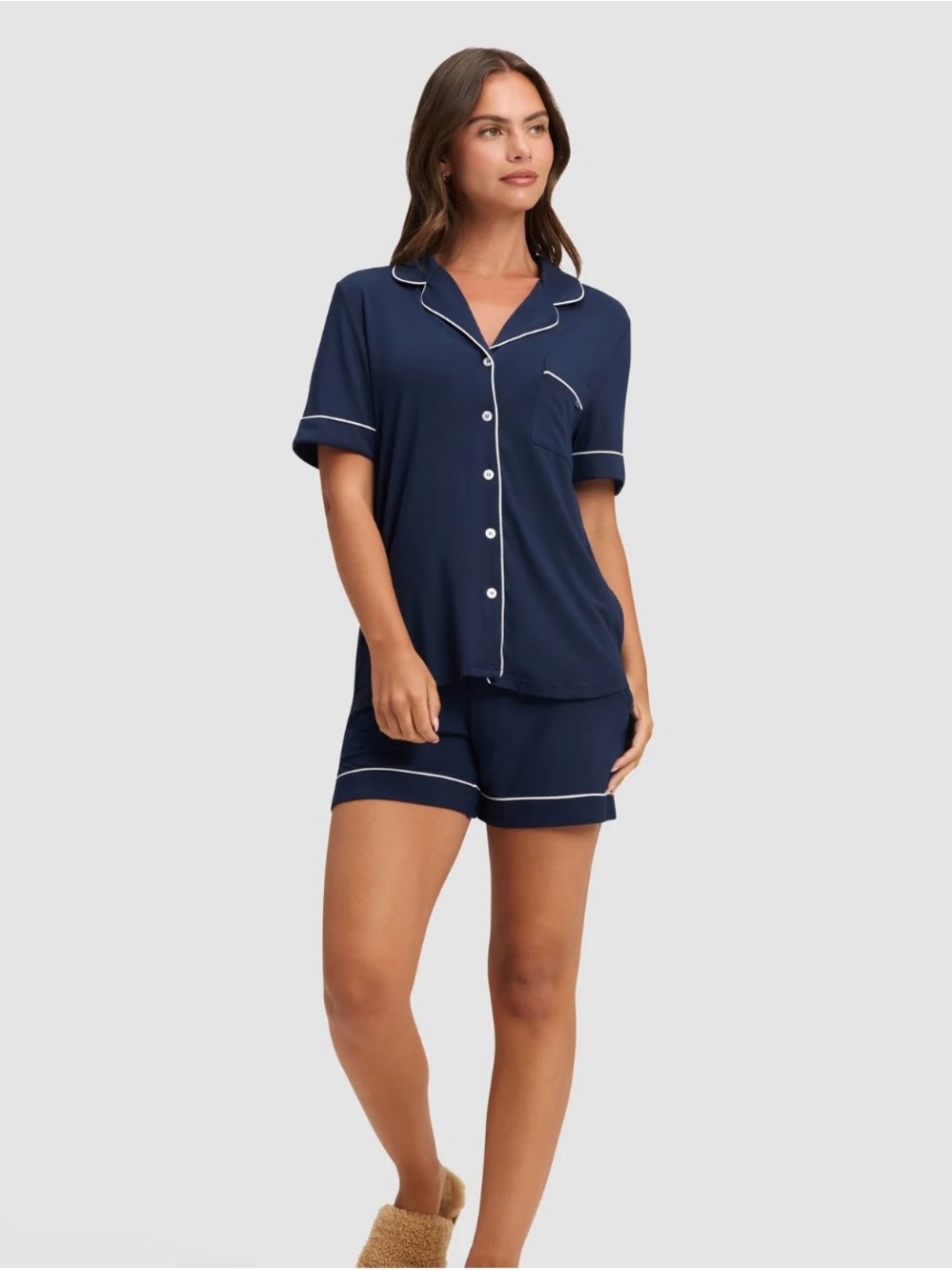 Cozy Earth NWT Bamboo Stretch Knit Pajama Set - Navy - Size Medium